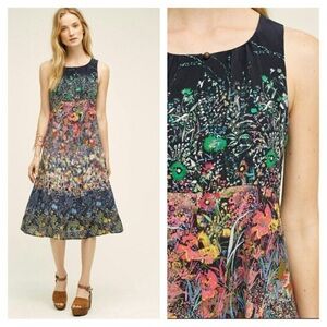Anthropologie Maeve Larkspur Floral Midi Dress 8